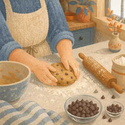 Warm Kitchen Hands Shaping Cookie Dough