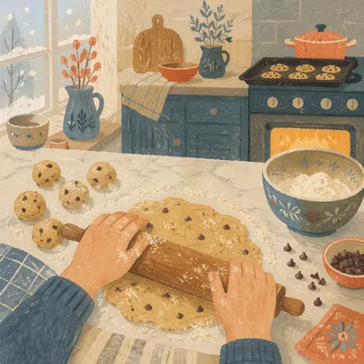 Homemade Cookie Dough in Cozy Kitchen