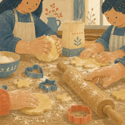 Hands Preparing Cookie Dough in Kitchen