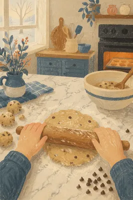 Hands Rolling Cookie Dough at Home