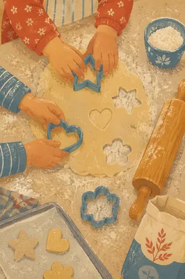 Children Baking Cookies with Floury Hands