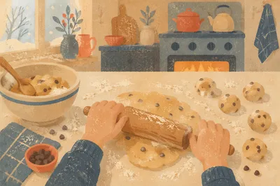 Homemade Cookie Dough in Cozy Kitchen