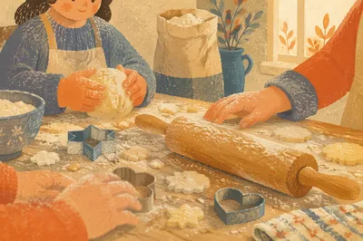 Hands Preparing Cookie Dough in Kitchen