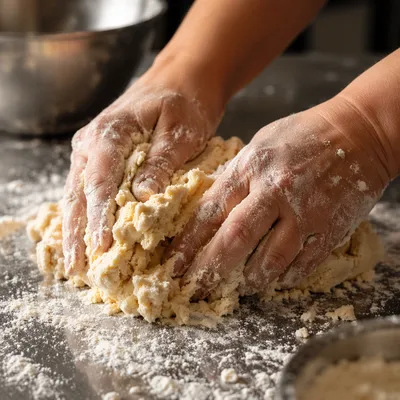 Hands Kneading Cookie Dough in Kitchen