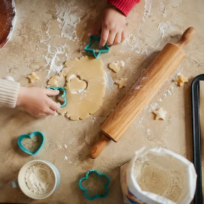 Children Baking Cookies with Dough Overhead