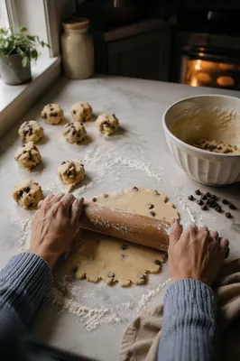 Hands Rolling Cookie Dough in Kitchen