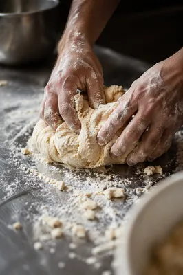 Hands Kneading Cookie Dough in Kitchen