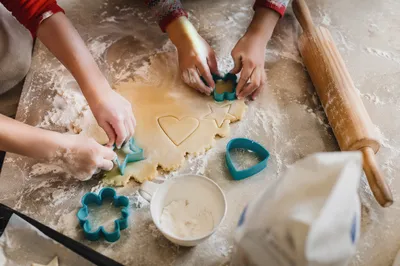 Children Baking Cookies in Cozy Kitchen