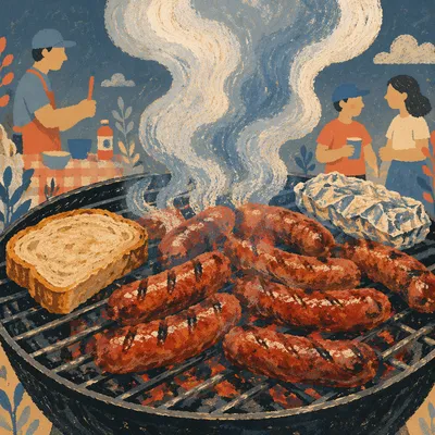 Smoky Summer Barbecue Sausages on Grill