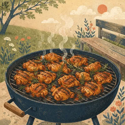Rustic Summer Barbecue Grill Cookout Scene