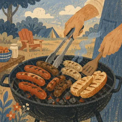 Rustic Summer Barbecue Grill Cookout Scene