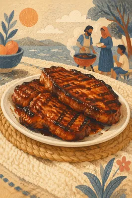 Summer Barbecue Cutlets on Picnic Blanket
