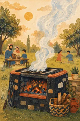 Smoky Summer Barbecue Grill Outdoors