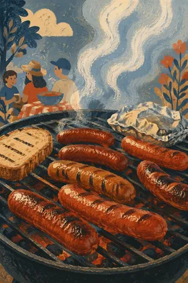 Smoky Summer Barbecue Sausages on Grill