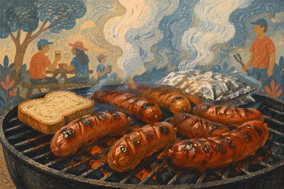 Smoky Summer Barbecue Sausages on Grill