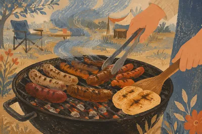 Rustic Summer Barbecue Grill Close-Up