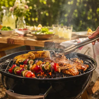 Backyard Summer Barbecue Grill Cookout Scene