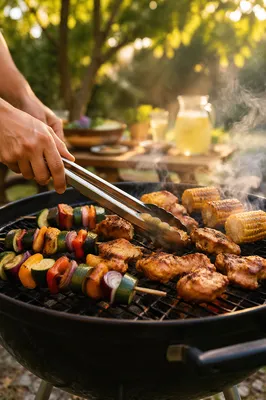 Summer Backyard Barbecue Grill Cookout Scene