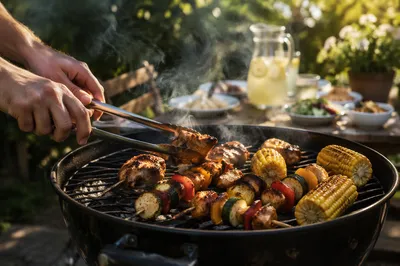 Summer Backyard Barbecue Grill Cookout Scene
