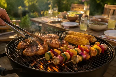 Backyard Summer Barbecue Grill Cookout Scene