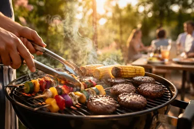 Summer Backyard Barbecue Grill Cookout Scene