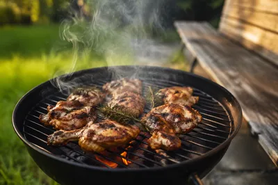 Outdoor Summer Barbecue Grill with Chicken