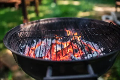 Glowing Charcoal Grill at Summer Cookout