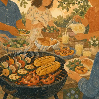 Outdoor Summer Barbecue Grill Garden Gathering