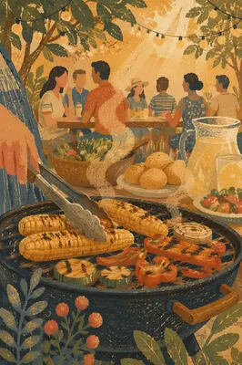 Golden Hour Backyard Barbecue Grill Feast