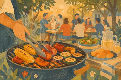 Golden Hour Backyard Barbecue Grill Feast