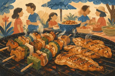 Sizzling Backyard Barbecue Skewers in Summer Light