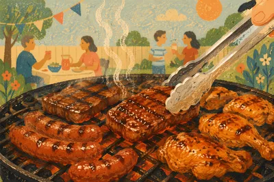 Outdoor Summer Barbecue Grill Close-Up