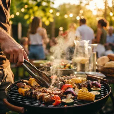 Outdoor Summer Barbecue Grill Party Scene