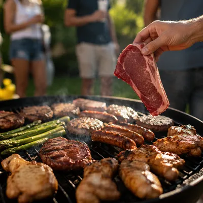 Outdoor Summer Barbecue Grill Party Close-Up