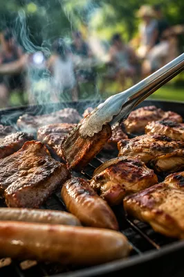 Outdoor Summer Barbecue Grill Close-Up