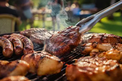Outdoor Summer Barbecue Grill Close-Up