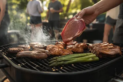 Outdoor Summer Barbecue Grill Party Close-Up