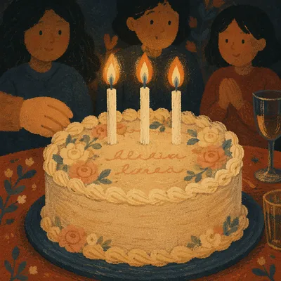 Candlelit Birthday Cake in Warm Celebration