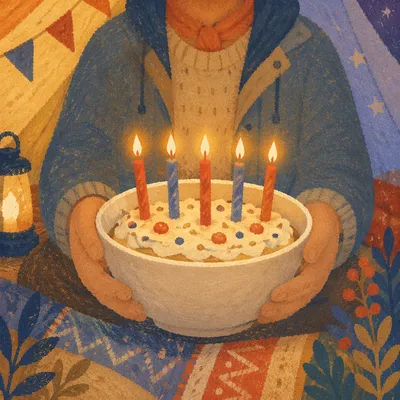 Cozy Birthday Cake Candle Celebration