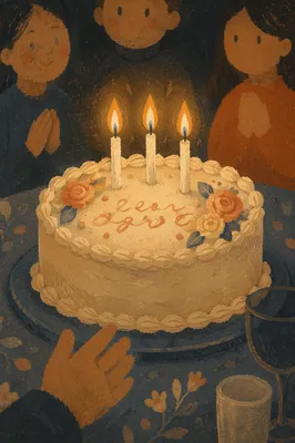 Candlelit Birthday Cake in Warm Celebration
