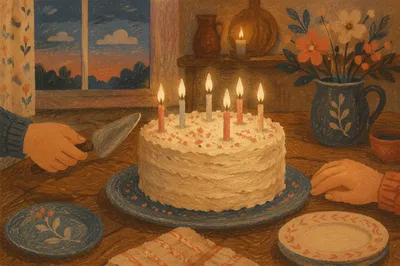 Cozy Birthday Cake Candlelight Celebration