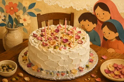 Rustic Birthday Cake with Floral Toppings