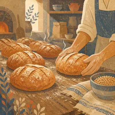 Fresh Artisan Loaves in Dawn Bakery