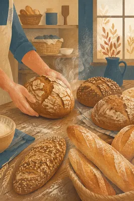 Fresh Artisan Bread in Cozy Bakery