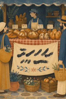 Artisan Bakery Stall with Fresh Rustic Loaves