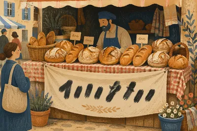 Artisan Bakery Stall with Fresh Rustic Loaves