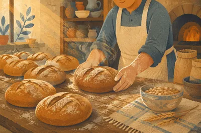 Fresh Artisan Bread in Morning Bakery