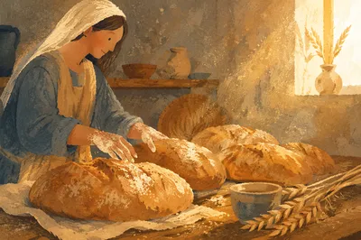 Fresh Artisan Loaves in Rustic Bakery