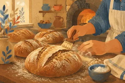 Fresh Artisan Bread in Morning Bakery