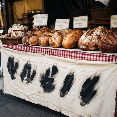 Artisan Bakery Stall with Fresh Rustic Loaves